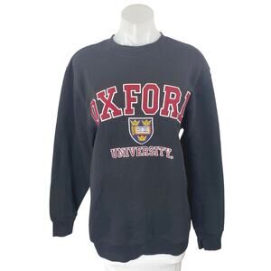 Women's Black Red Oxford University Embroidered Long Sleeve Sweatshirt Top Sz M